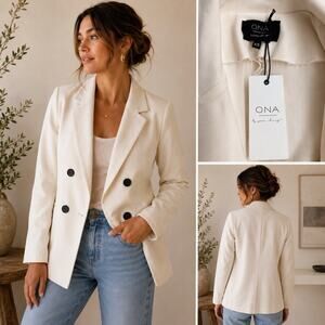 ONA By Yoon Chung NWT Cream Boyfriend Blazer Double Breasted XS Minimalist Lux